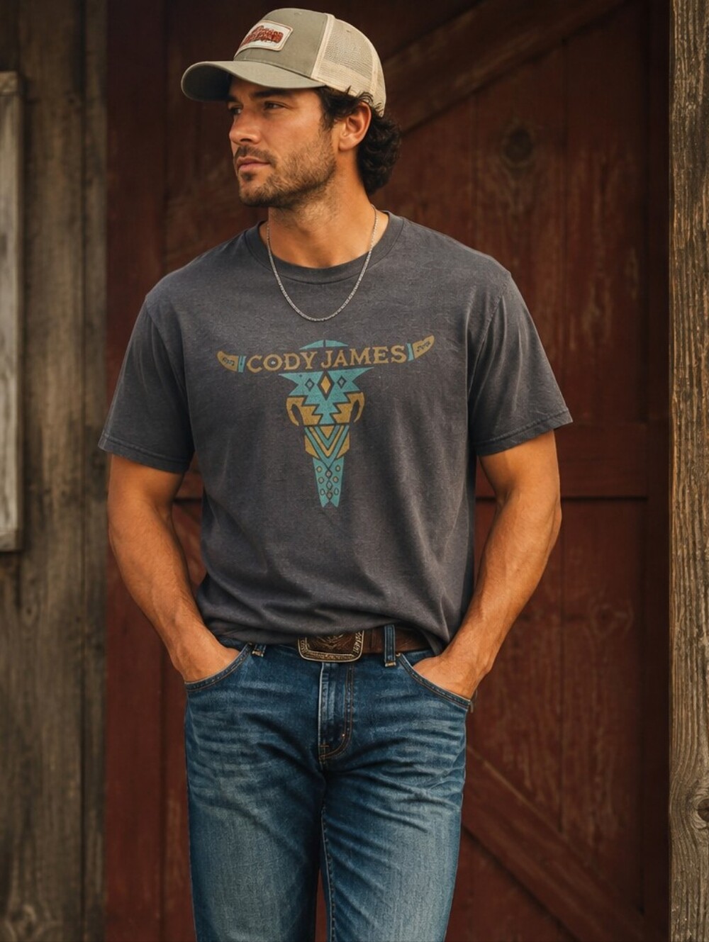 Cody James Men's Bull Skull Western Country Cowboy  Graphic Tee - Large‎,